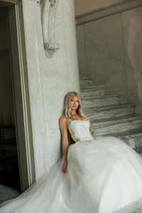 Sunsations spray tan client in her wedding dress on her wedding day